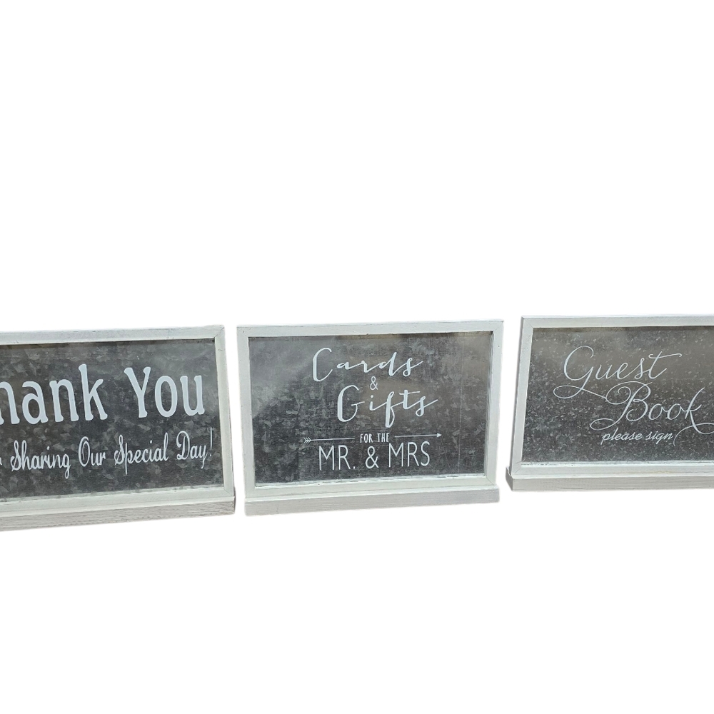 Silver and White Wedding Sign Set